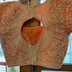 Orange embroidered padded blouse-free size-ca