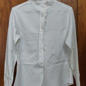 White Uniqlo Ruffled shirt