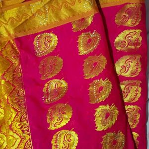 New Pattu Saree Stone Work With Blouse