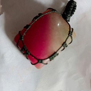 Pink And White Onyx Agate Pendant