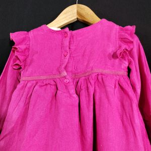 Babyhug Pink Embroidery Printed Dress (Girls)