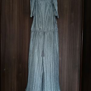 Fame Forever Party Wear Greyish Silver Jumpsuit
