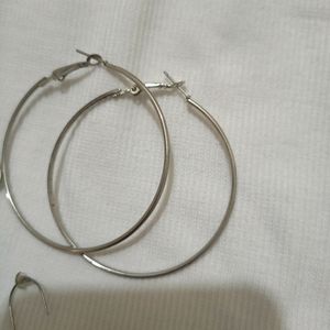 Silver Earrings Set Of 3