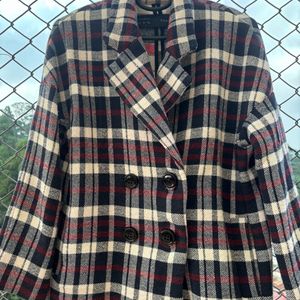 Zara Plaid Pea Coat/blazer