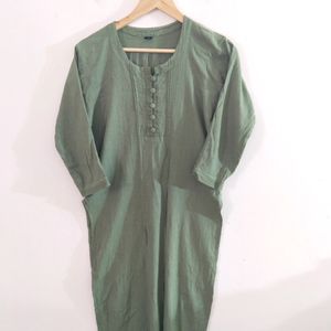 Olive Green Plain Kurta (Women's)