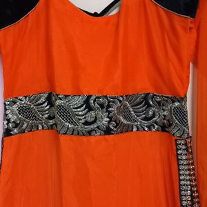 Elegant Ethenic Dress Orange/coral