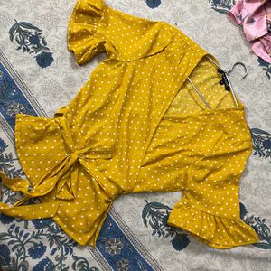 Yellow Top With White Pola Dots