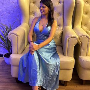 Blue Backless Gown