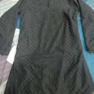 Black Lakhnawi Chikankari Kurti