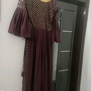 Beautiful Wine Dress With Suit