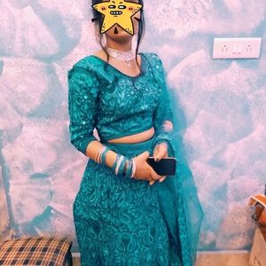 TURQUOIS BLUE HEAVY EMBROIDERED LEHENGA CHOLI SET