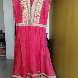 Red Golden Anarkali