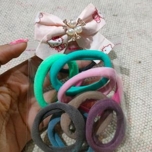 Hair Rubber Aesthetic Pastel Colors Bow Combo