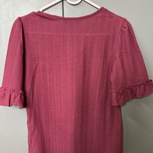 Rose Pink Top with frill Sleeves