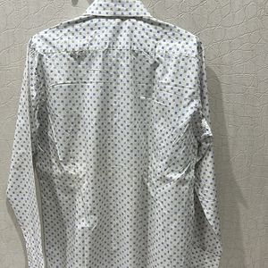 White Printed Formal Shirt