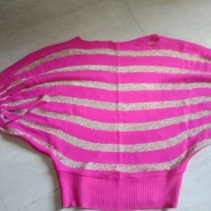 Top Pink  and Golden With Thread Work