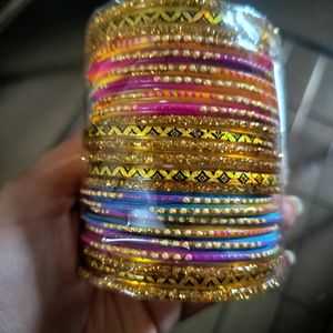 Multi coloured glass bangles