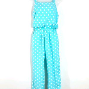 BLUE & WHITE POLKA DOTS JUMPSUITS