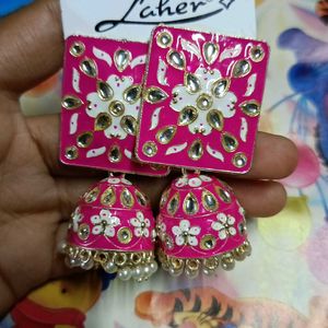 Pink Colour Jhumka