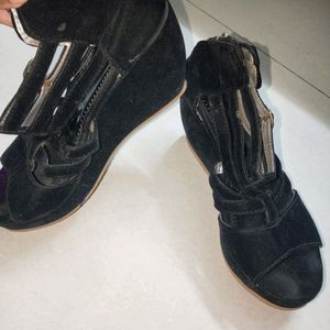 Black Velvet Wedges