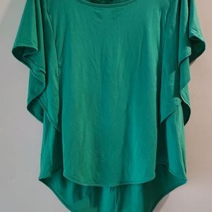 Sea Green Feather Sleeve Top XL