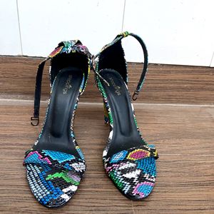 Multicoloured Snake Print 4 Inch Heels, Size 36