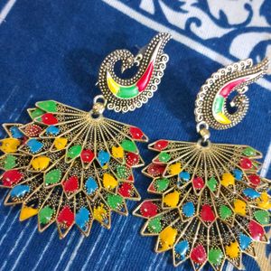 Peacock Design Multicolour Earrings 🦋😻