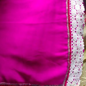 Soft White Border Pink Saree