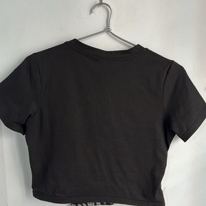 Black Graphic Tshirt Crop Top