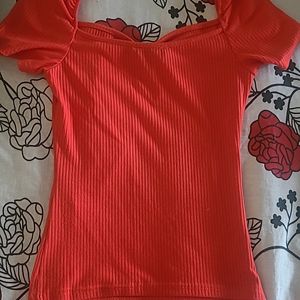 Red Fitted Top- Shein