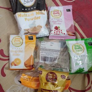 Multani, Chandan, Rose, Neem,Orange Powders Pack