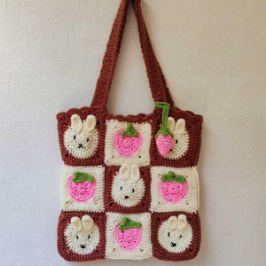 Crochet Miffy-Strawberry 🍓 Tote Bag