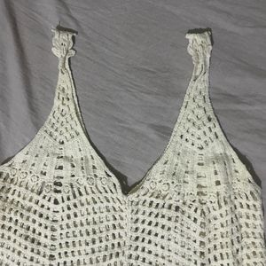 V-Neck Crochet Knit Eyelet Tank Top