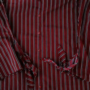 Boat Neck Maroon Striped Designer Top