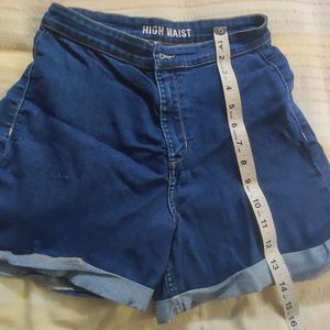 &Denim 12-13 Yr Girls High Waist Shorts