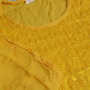 Yellow Chickenkari Kurti