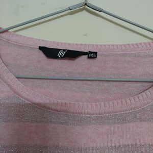 Roundneck Sweater With Stripe Pattern