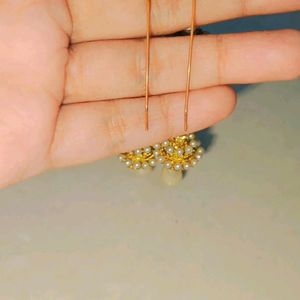 Golden Colour With Pearl Earrings