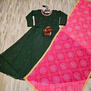 Fancy Georgette Kurti With Dupatta For Women