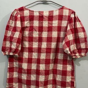 Checkered Red And White Top