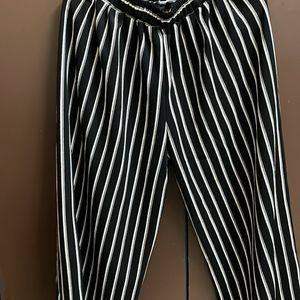 Black & White Striped Pant For Office Wear