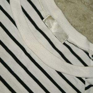 Balck And White Lining Fancy Top For Women