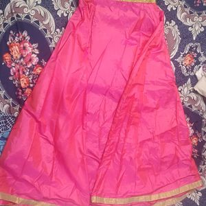 Pink Anarkali With Long Ghera And Golden Duppata