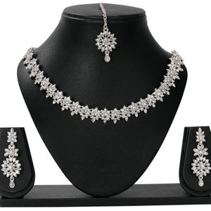 Pine Rhodium Necklase Set For Women