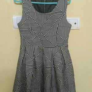 Black And White Striped Flare Dress