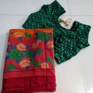 Party Wear Saree With Blouse