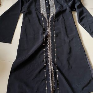 Men Black Designer Silk Kurta