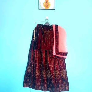 Lacha, Blouse Unstitched, Dupatta! ( 3 Pieces )