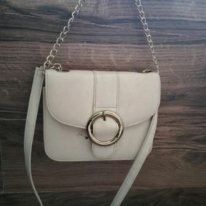 Nude Classy Sling Bag With Buckle