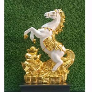 Horse Statue Gold Plated Wooden 18 Inc